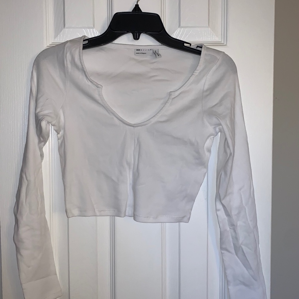 ASOS White Long Sleeve Crop Top
